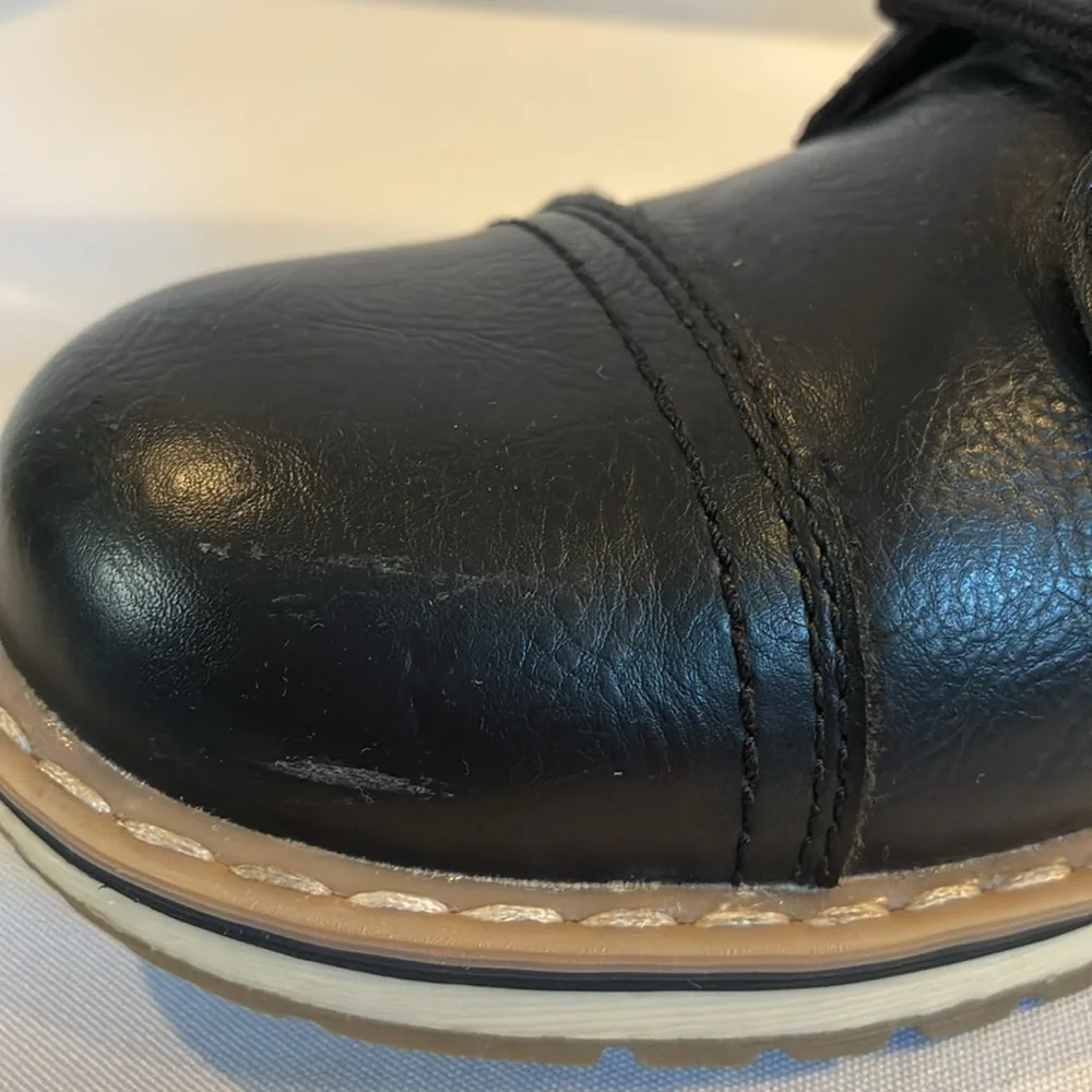 XRAY Finley black faux leather lace up boys casual ankle boots kids size 5